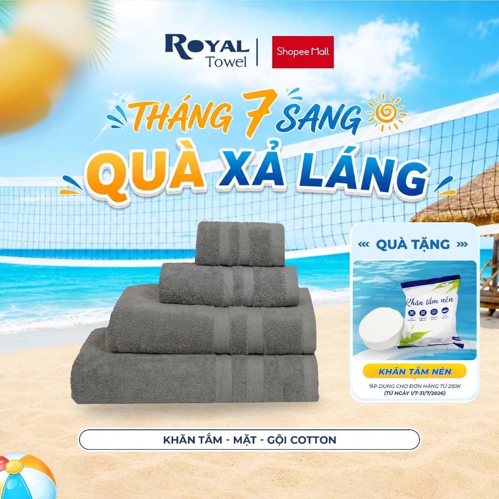 Khăn Tắm, Khăn Gội, Khăn Mặt Royal Towel Sợi Cotton Mềm Mịn, Thấm Hút Tốt, Không Xổ Lông, Không Phai Màu